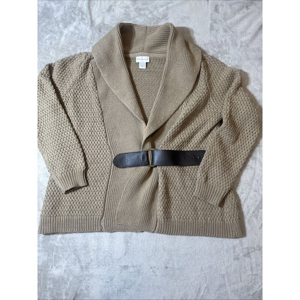 Women’s Soft Surroundings Knitted Cardigan Sweater Belted Brown Plus 1X - Picture 2 of 14